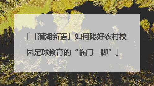 「蒲湖新语」如何踢好农村校园足球教育的“临门一脚”