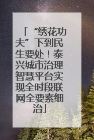“绣花功夫”下到民生要处！泰兴城市治理智慧平台实现全时段联网全要素细治