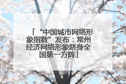 “中国城市网络形象指数”发布：常州经济网络形象跻身全国第一方阵