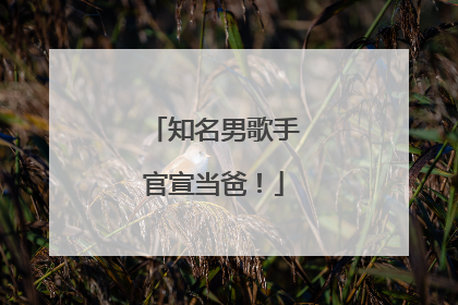 知名男歌手官宣当爸！