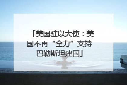 美国驻以大使：美国不再“全力”支持巴勒斯坦建国