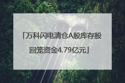 万科闪电清仓A股库存股 回笼资金4.79亿元
