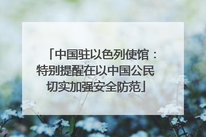 中国驻以色列使馆：特别提醒在以中国公民切实加强安全防范
