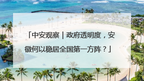 中安观察｜政府透明度，安徽何以稳居全国第一方阵？