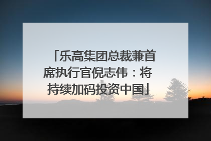 乐高集团总裁兼首席执行官倪志伟：将持续加码投资中国