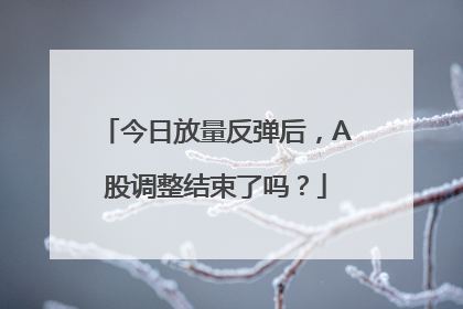 今日放量反弹后，A股调整结束了吗？