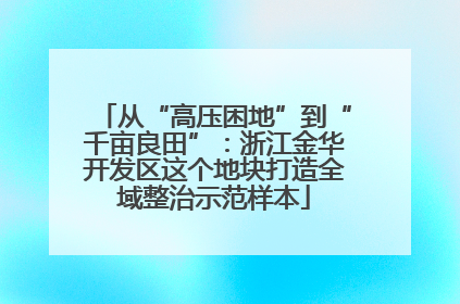 从“高压困地”到“千亩良田”：浙江金华开发区这个地块打造全域整治示范样本