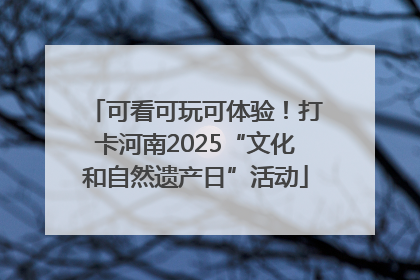 可看可玩可体验！打卡河南2025“文化和自然遗产日”活动