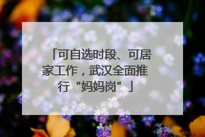 可自选时段、可居家工作，武汉全面推行“妈妈岗”