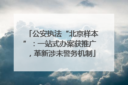 公安执法“北京样本”：一站式办案获推广，革新涉未警务机制