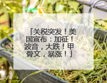 关税突发！美国宣布：加征！波音，大跌！甲骨文，暴涨！