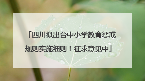四川拟出台中小学教育惩戒规则实施细则！征求意见中
