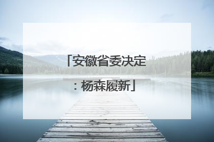 安徽省委决定：杨森履新