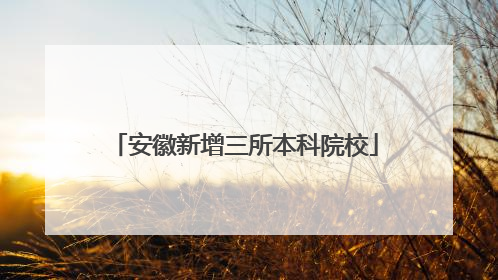 安徽新增三所本科院校