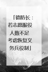 德防长：若志愿服役人数不足 考虑恢复义务兵役制