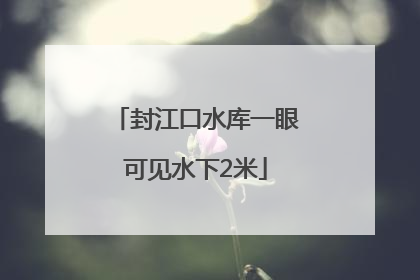 封江口水库一眼可见水下2米