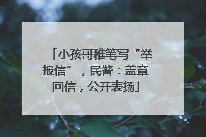 小孩哥稚笔写“举报信”，民警：盖章回信，公开表扬