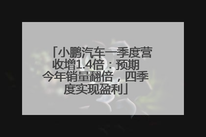 小鹏汽车一季度营收增1.4倍：预期今年销量翻倍，四季度实现盈利
