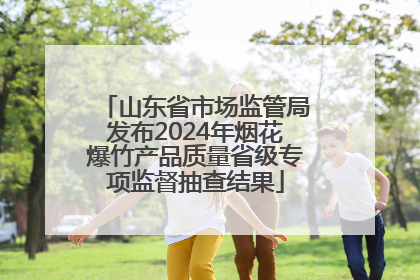 山东省市场监管局发布2024年烟花爆竹产品质量省级专项监督抽查结果