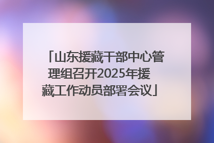 山东援藏干部中心管理组召开2025年援藏工作动员部署会议