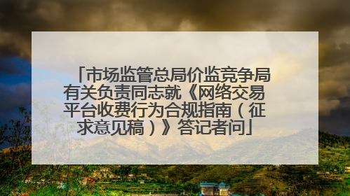 市场监管总局价监竞争局有关负责同志就《网络交易平台收费行为合规指南（征求意见稿）》答记者问