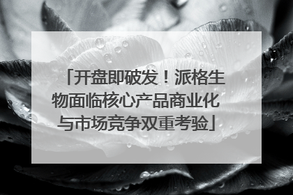 开盘即破发！派格生物面临核心产品商业化与市场竞争双重考验