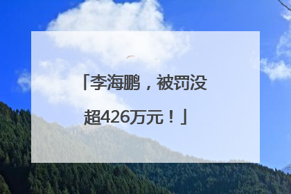 李海鹏，被罚没超426万元！