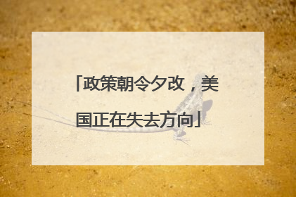 政策朝令夕改，美国正在失去方向