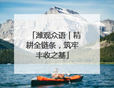 潍观众语｜精耕全链条，筑牢丰收之基