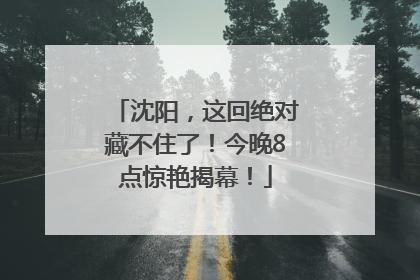 沈阳，这回绝对藏不住了！今晚8点惊艳揭幕！
