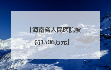 海南省人民医院被罚1506万元