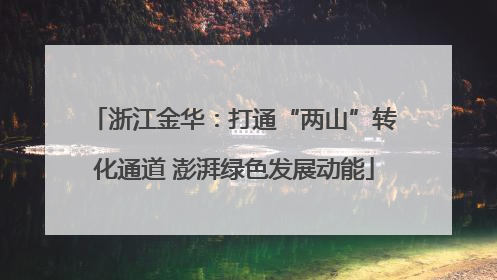 浙江金华：打通“两山”转化通道 澎湃绿色发展动能