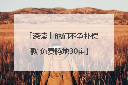深读丨他们不争补偿款 免费腾地30亩