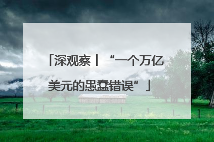 深观察丨“一个万亿美元的愚蠢错误”