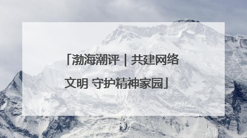 渤海潮评｜共建网络文明 守护精神家园