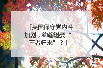 英国保守党内斗加剧，约翰逊要“王者归来”？