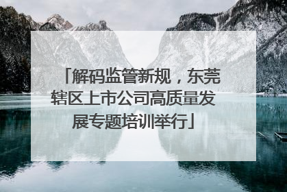 解码监管新规，东莞辖区上市公司高质量发展专题培训举行