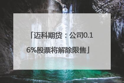 迈科期货：公司0.16%股票将解除限售