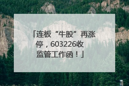 连板“牛股”再涨停，603226收监管工作函！