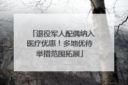退役军人配偶纳入医疗优惠！多地优待举措范围拓展