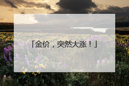 金价，突然大涨！