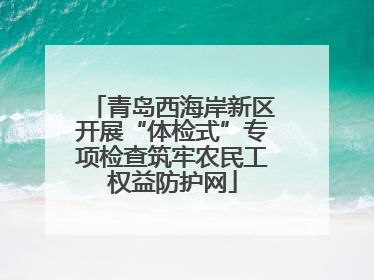 青岛西海岸新区开展“体检式”专项检查筑牢农民工权益防护网