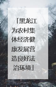黑龙江为农村集体经济健康发展营造良好法治环境
